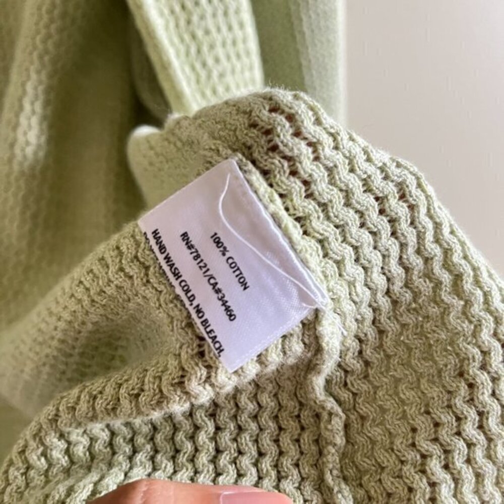 Eileen Fisher Open‎ Front Cardigan Sweater Green Womens Size L Chunky Knit - Picture 3 of 5